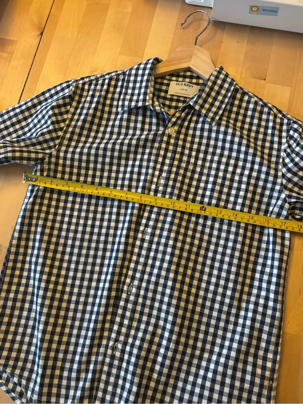 Old Navy Kids Short-Sleeve Navy 100% Cotton Button-Up Shirt